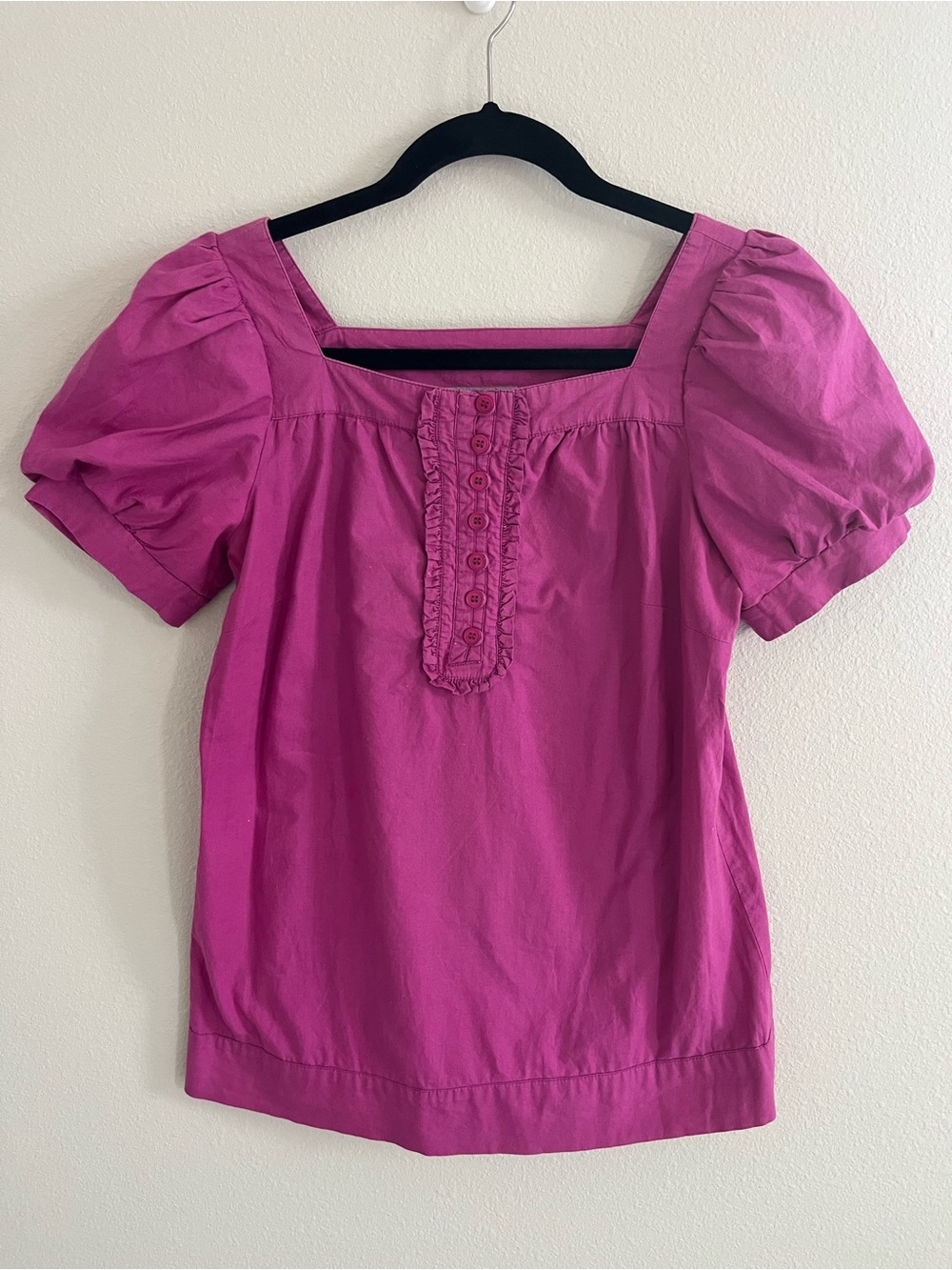 dELiA*s Vintage 90’s/Y2K Puff Sleeve Square Neck Blouse in Bright Magenta size S